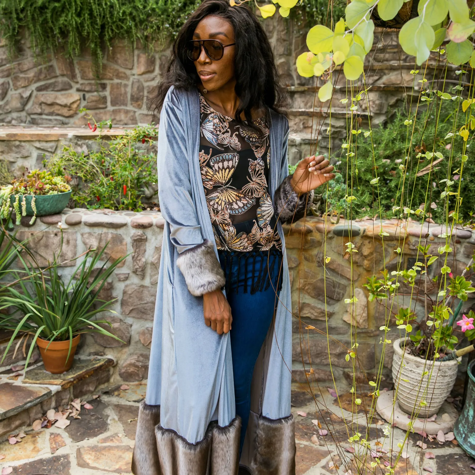 Lena Velvet Faux Fur Jacket