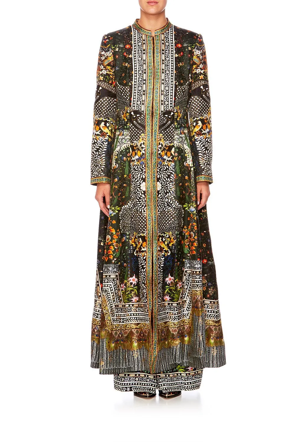 LONG PANELLED COAT BEHIND CLOSED DOORS