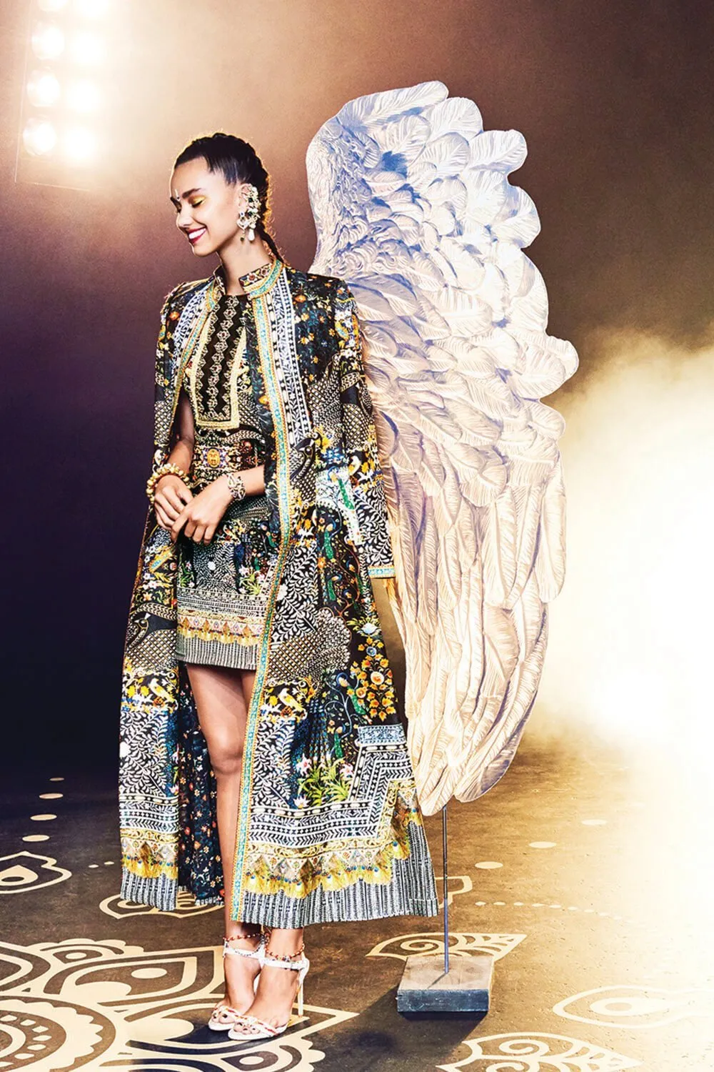 LONG PANELLED COAT BEHIND CLOSED DOORS