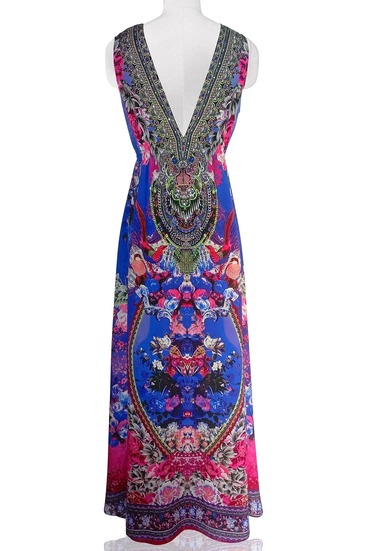 Long V-neck Maxi Dress in Blue