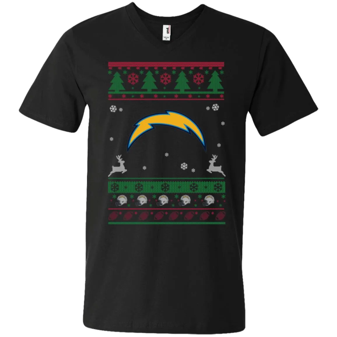 Los Angeles Chargers Logo Football Teams Ugly Christmas Sweater Men V-Neck T-Shirt