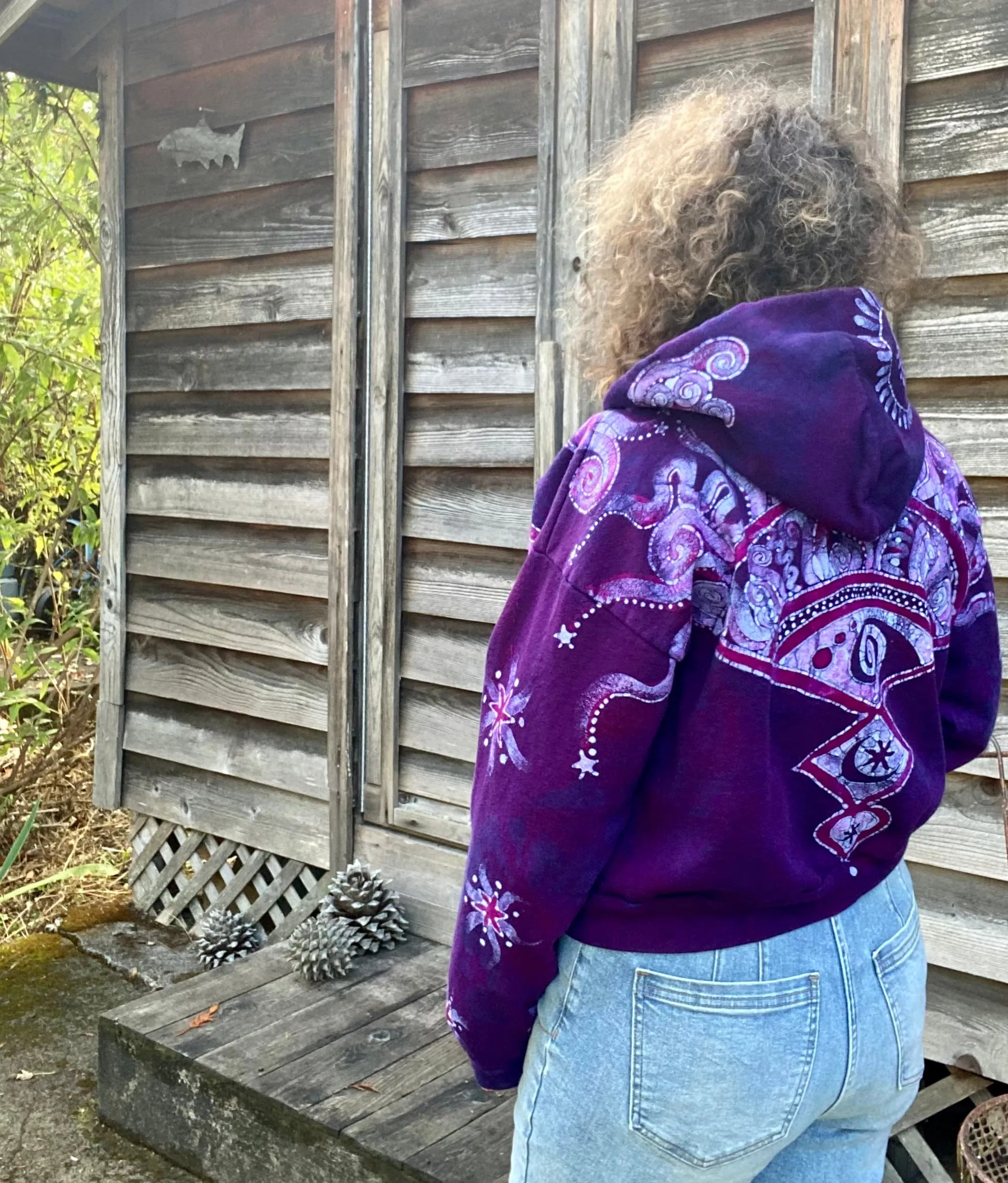 Magenta Surf Boardwalk Handmade Batik Hoodie