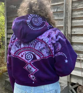 Magenta Surf Boardwalk Handmade Batik Hoodie