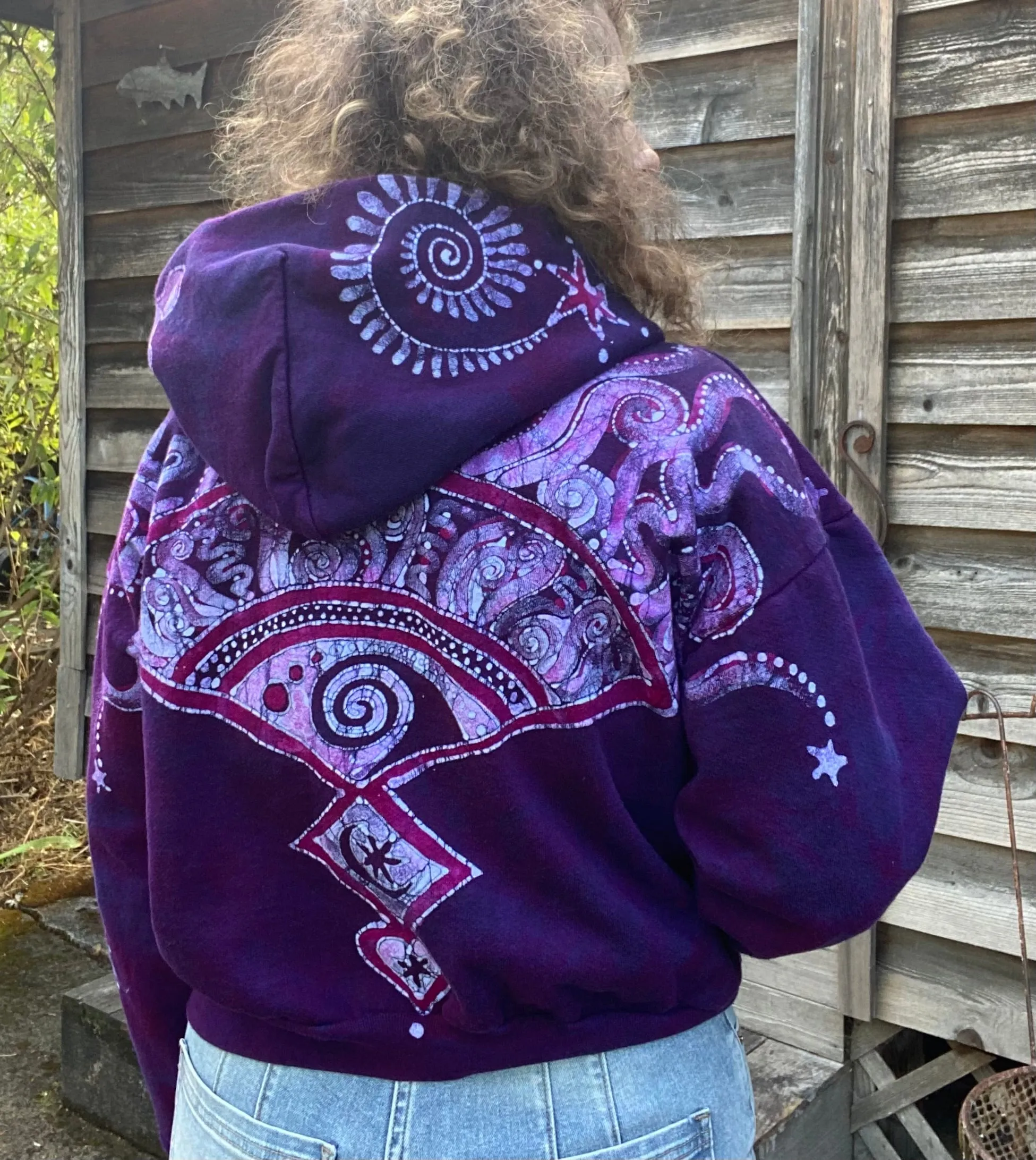 Magenta Surf Boardwalk Handmade Batik Hoodie