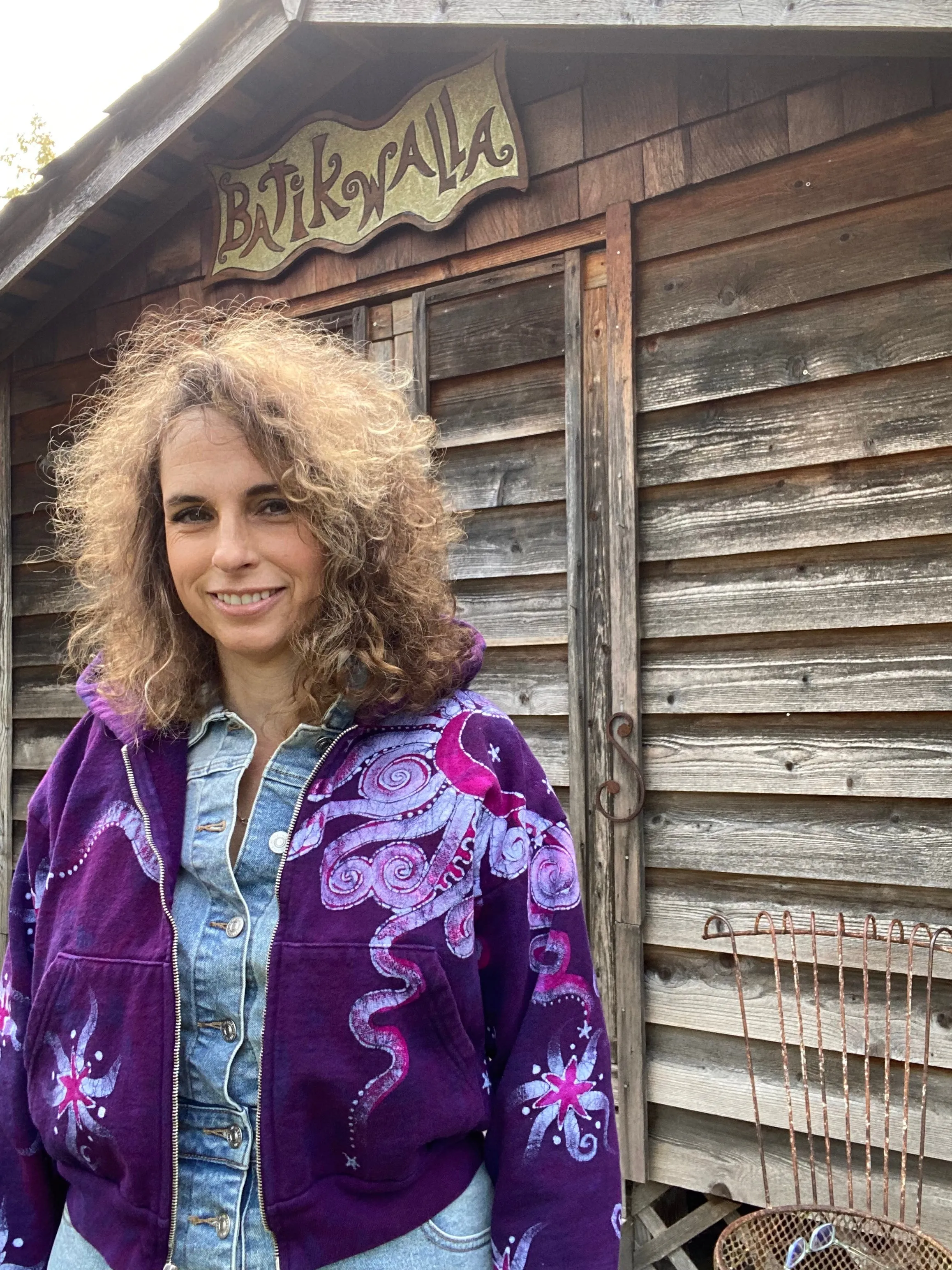 Magenta Surf Boardwalk Handmade Batik Hoodie