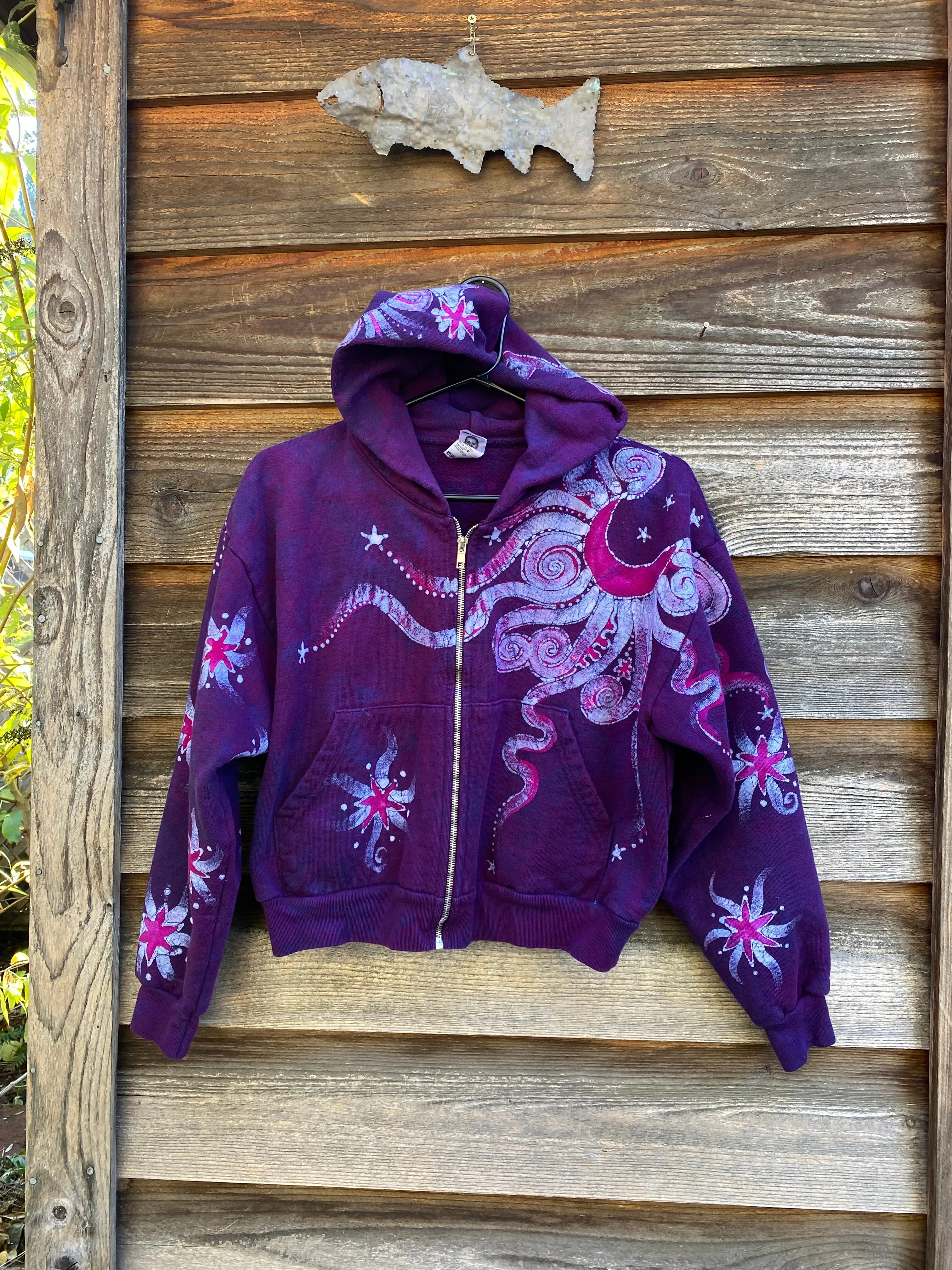 Magenta Surf Boardwalk Handmade Batik Hoodie