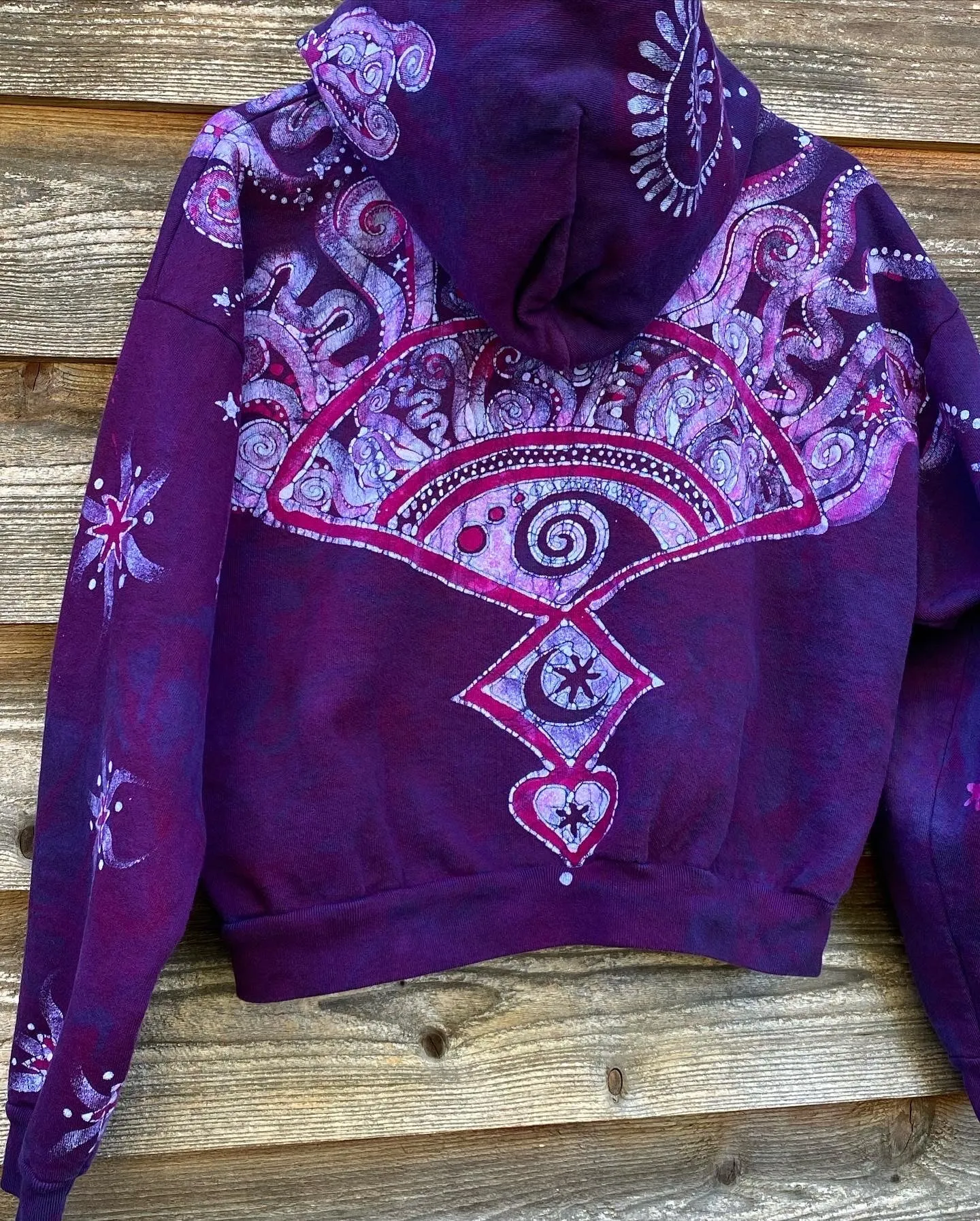 Magenta Surf Boardwalk Handmade Batik Hoodie