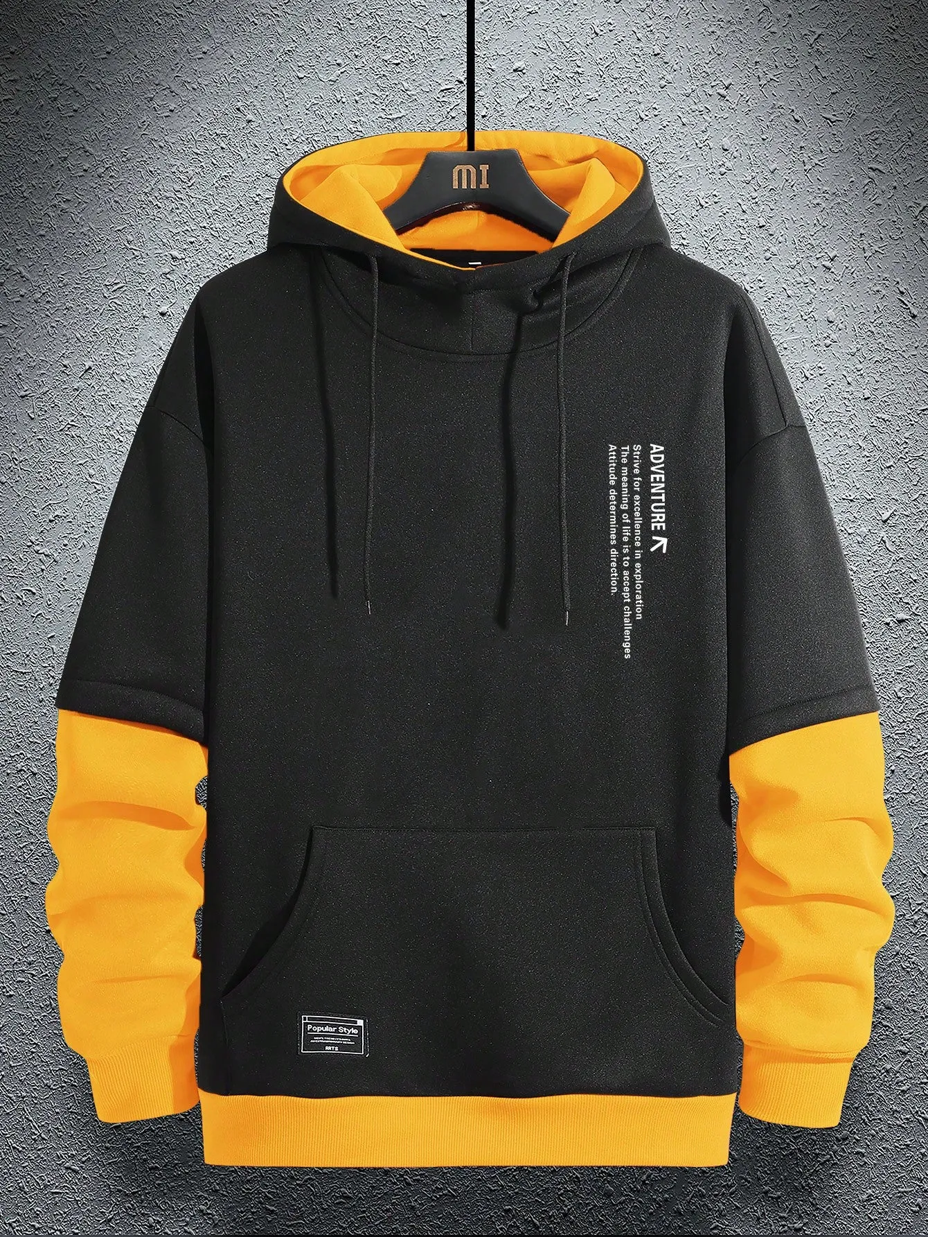 Manfinity Hypemode Loose Fit Men's Slogan Graphic 2 In 1 Hoodie With Kangaroo Pocket And Drawstring