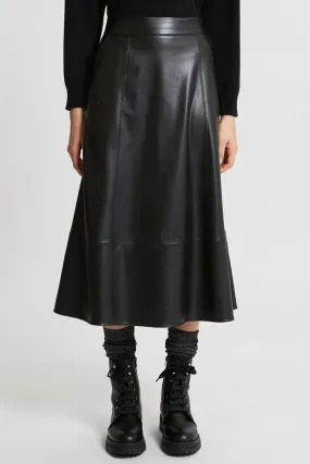 Marella Schizzo 2337760239200 Black Faux Leather Midi Skirt