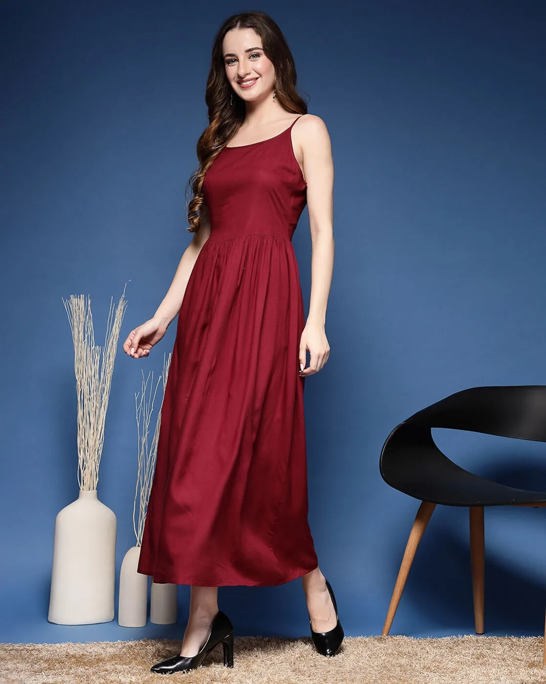 Maroon Grace Sleeveless Maxi