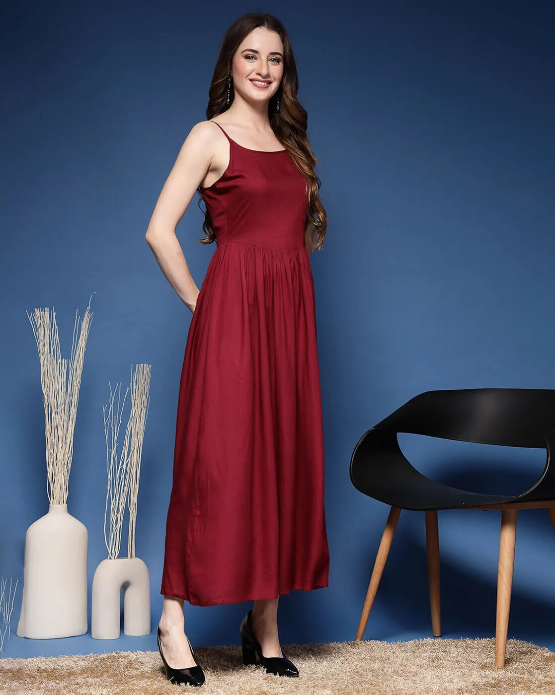 Maroon Grace Sleeveless Maxi