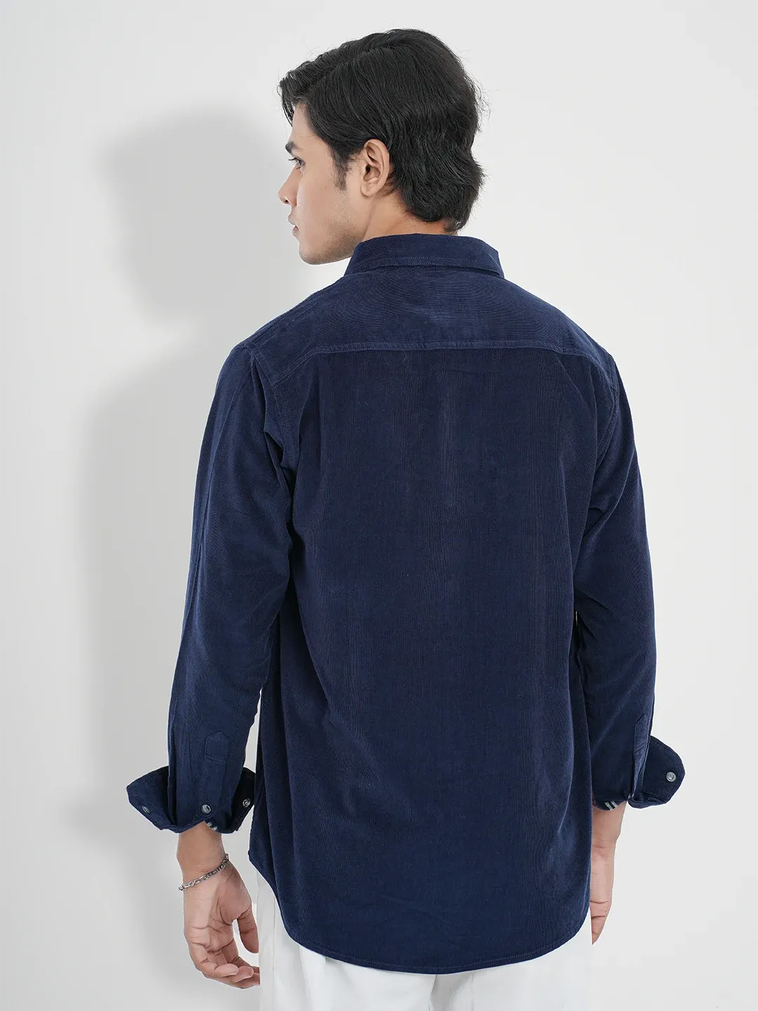 Men's Corduroy Casual Shirt in Prussion Blue