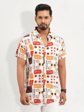 Men's Half  Sleeve Festive Printed Casual  Shirt