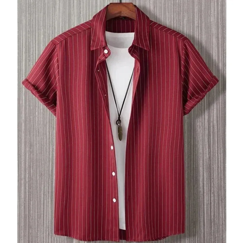 Men's Hawaiian T-Shirt - 3D Stripe Print, Loose Fit Style