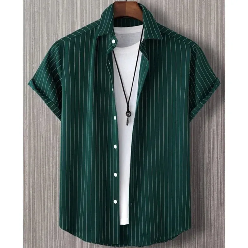 Men's Hawaiian T-Shirt - 3D Stripe Print, Loose Fit Style