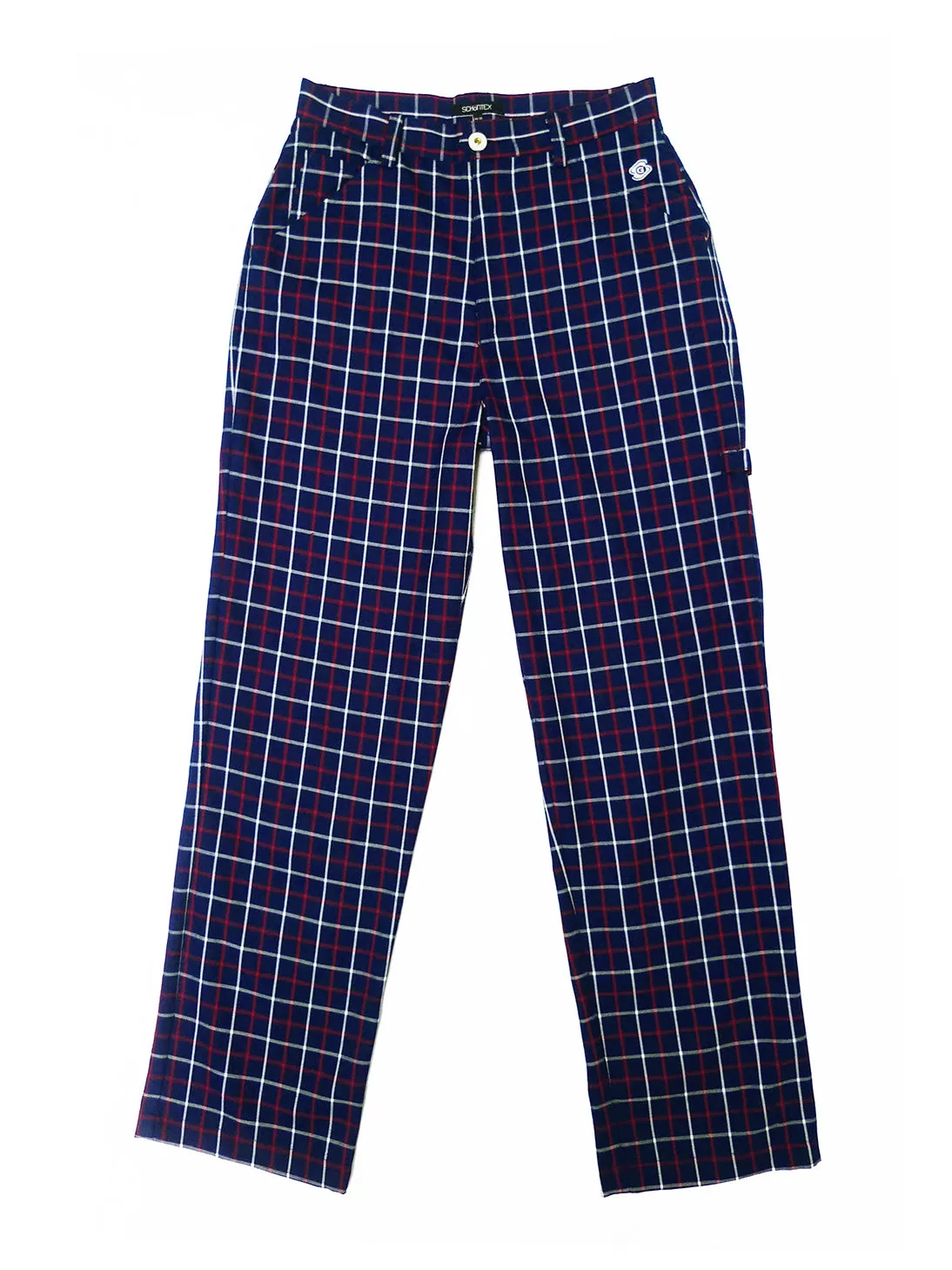 Men's Long Checkered Pants (Navy/White/Red)