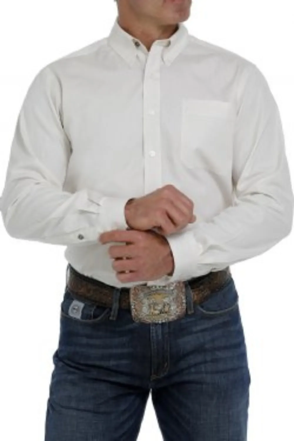 Men's Modern Fit Cream Button Down Top