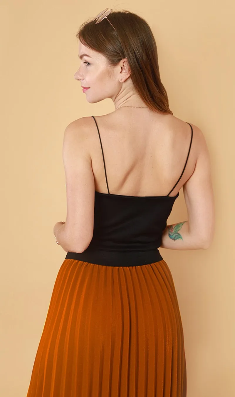 MERLOT Pleated Midi Skirt (Rust)