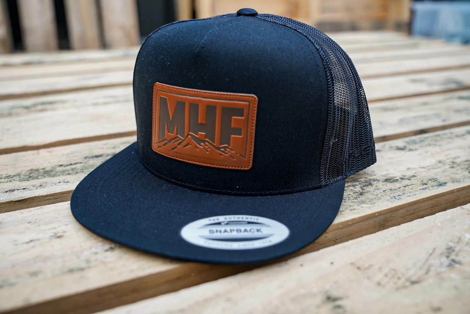 MHF Leather Patch Cap - Black