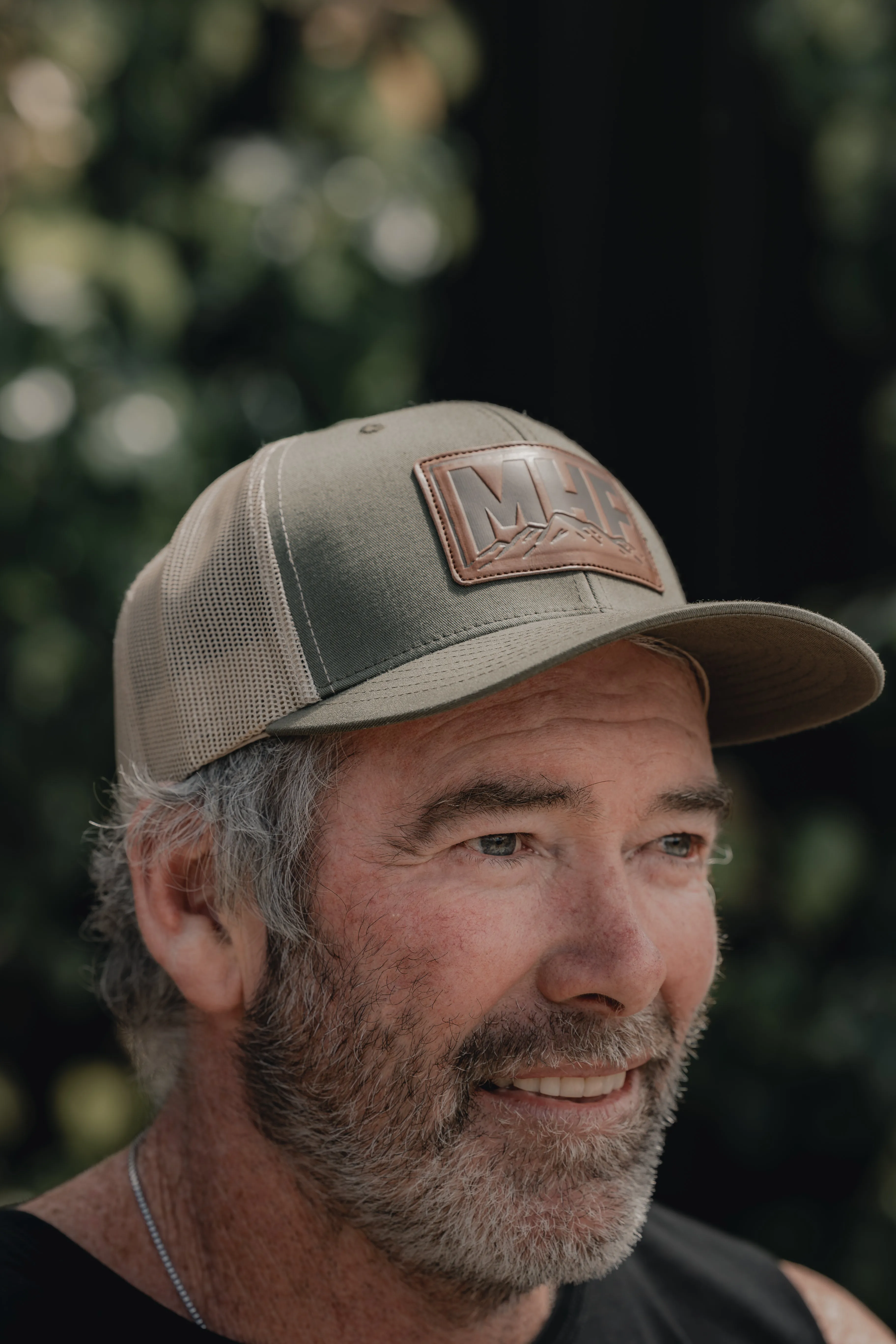 MHF Leather Patch Cap - Khaki & Cream