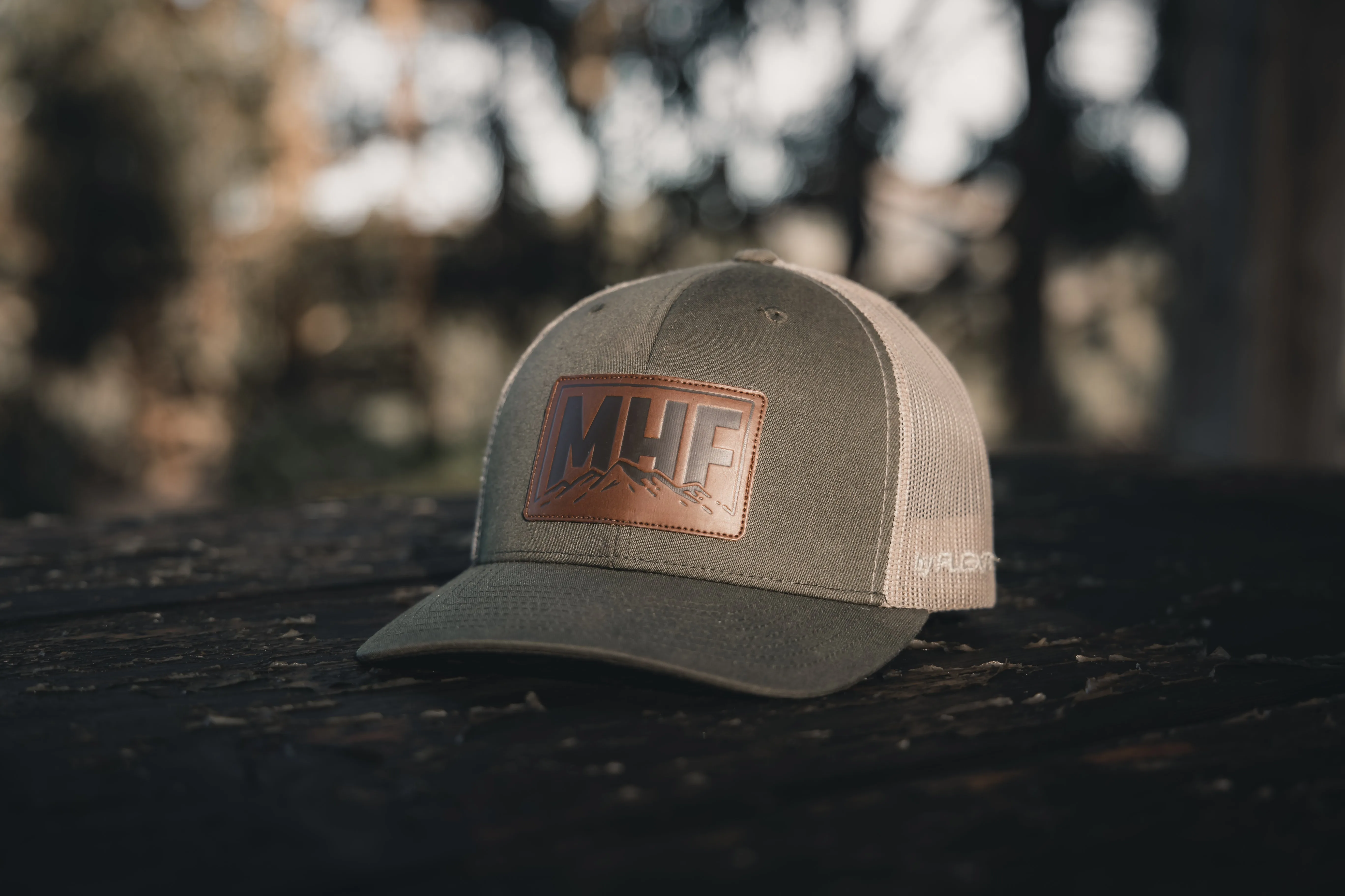 MHF Leather Patch Cap - Khaki & Cream