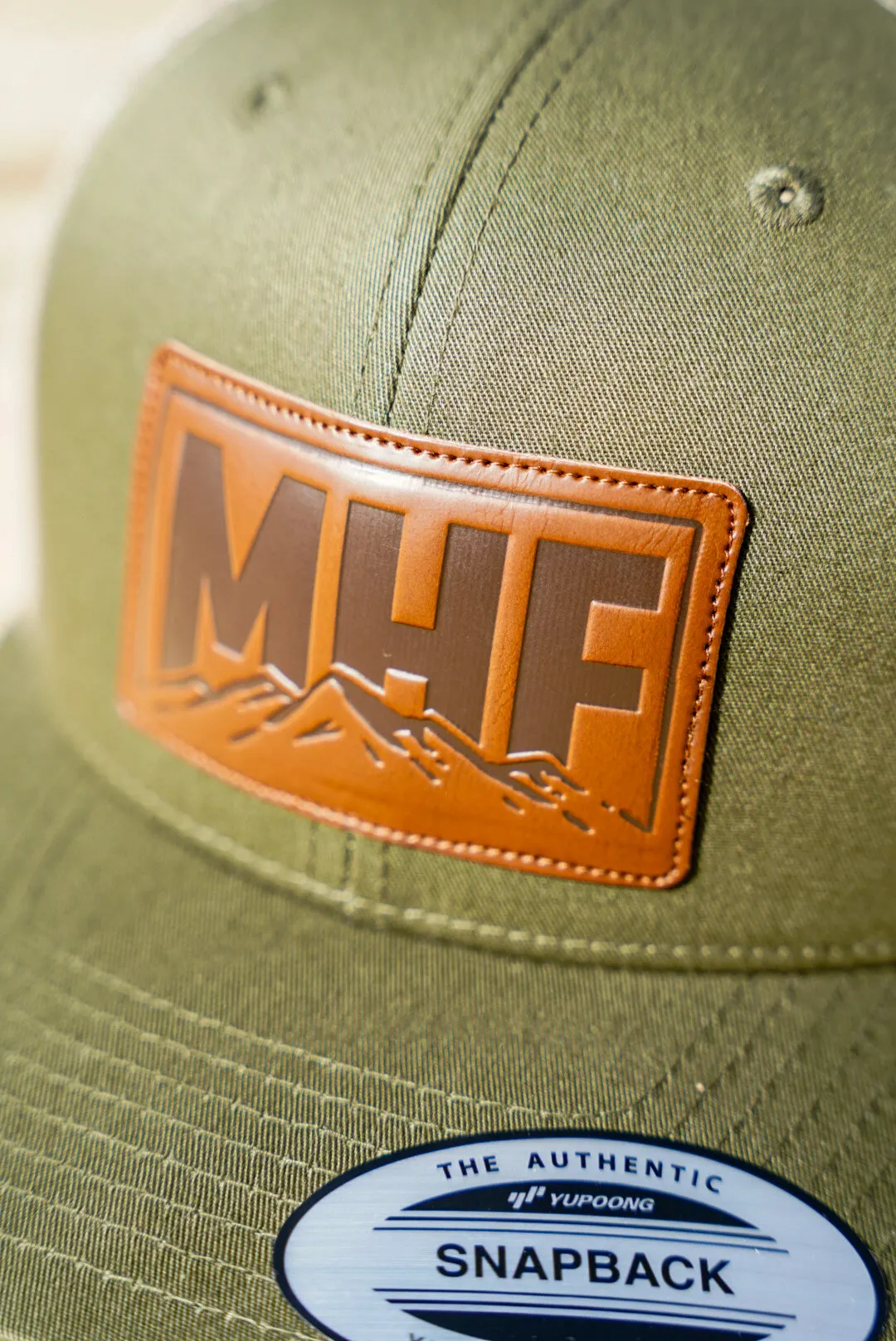 MHF Leather Patch Cap - Khaki & Cream