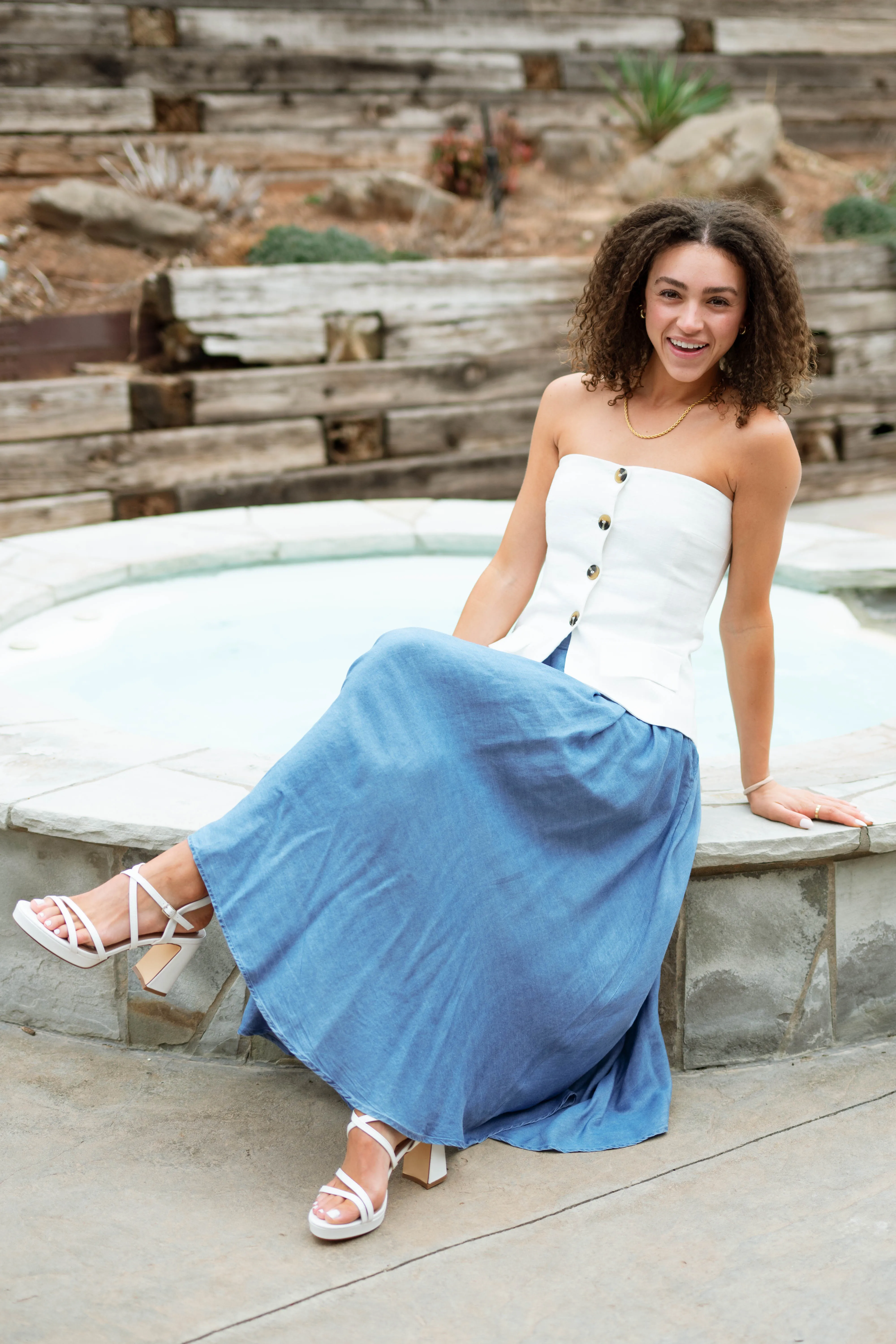 Monterey Midi Skirt - Chambray