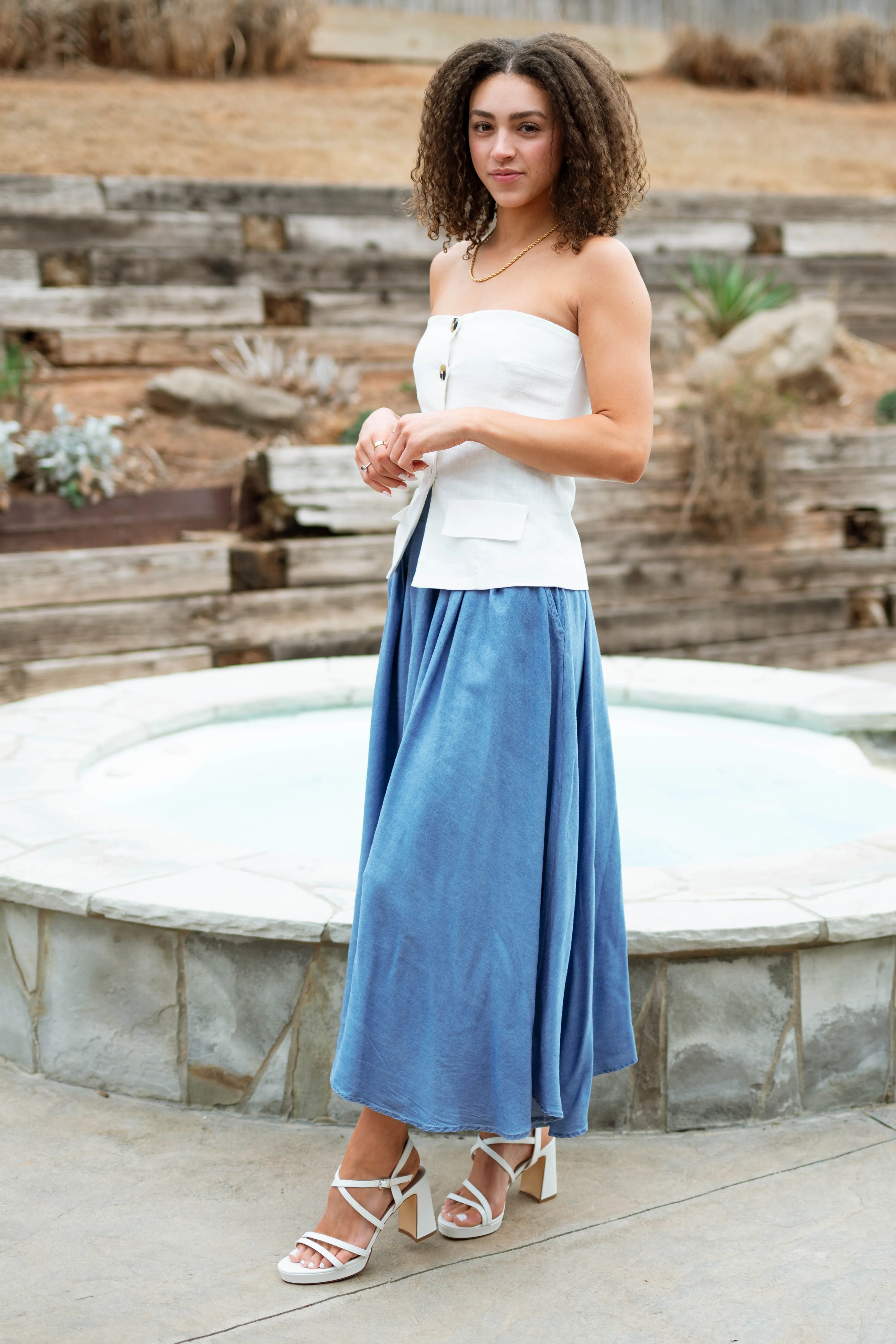 Monterey Midi Skirt - Chambray