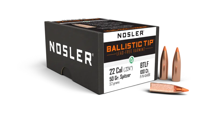 Nosler 22 50gr Ballistic Tip Lead Free Projectiles - 100pk