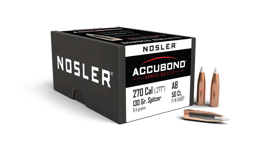 Nosler Accubond 270 cal 130gr Projectiles - 50pk