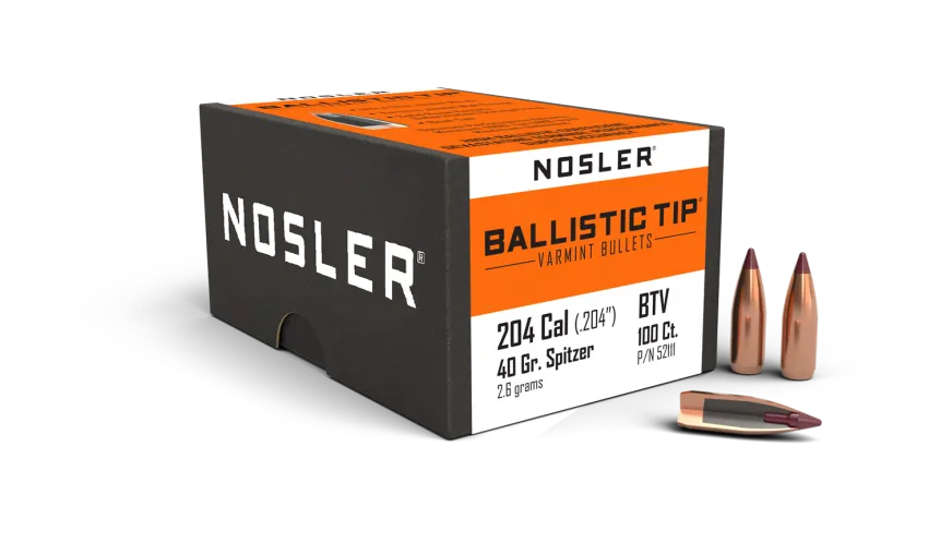 Nosler Ballistic Tip 20 cal 40gr Varmint Projectiles - 100pk