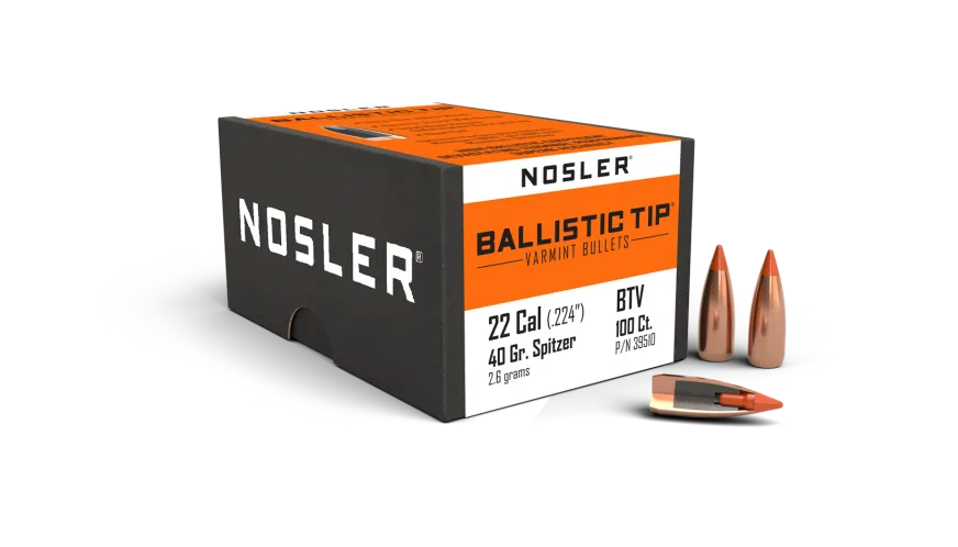 Nosler Ballistic Tip 22 cal 40gr Varmint Projectiles - 100pk