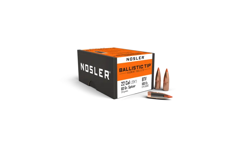 Nosler Ballistic Tip 22 cal 60gr Varmint Projectiles - 100pk