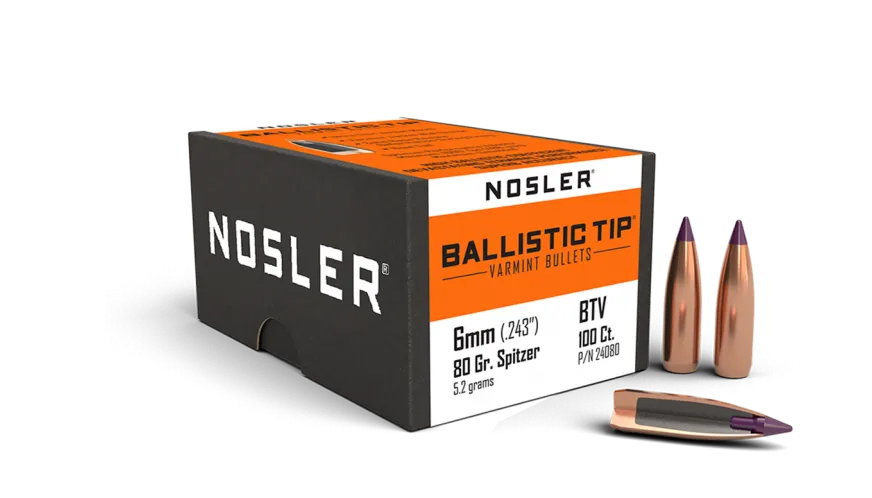 Nosler Ballistic Tip 6mm 80gr Varmint Projectiles - 100 pk