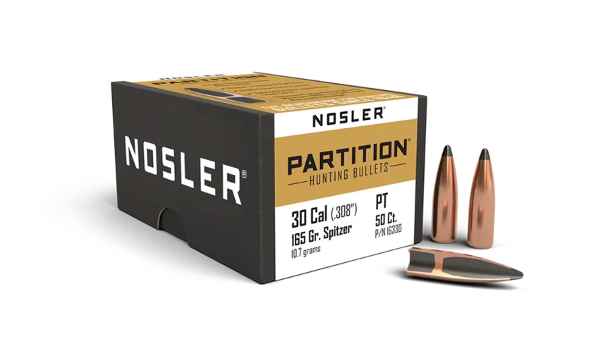 Nosler Partition 30 Cal 165gr Projectiles - 50pk