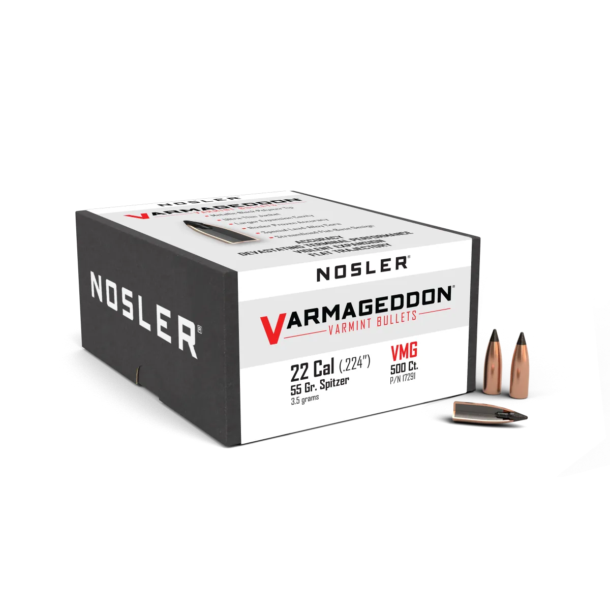 Nosler Varmageddon 22 cal 55gr Tip Projectiles - 500pk