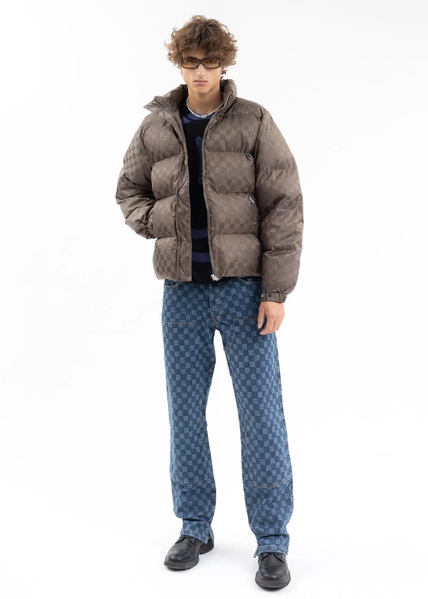 OLIVE MONOGRAM NYLON PUFFER