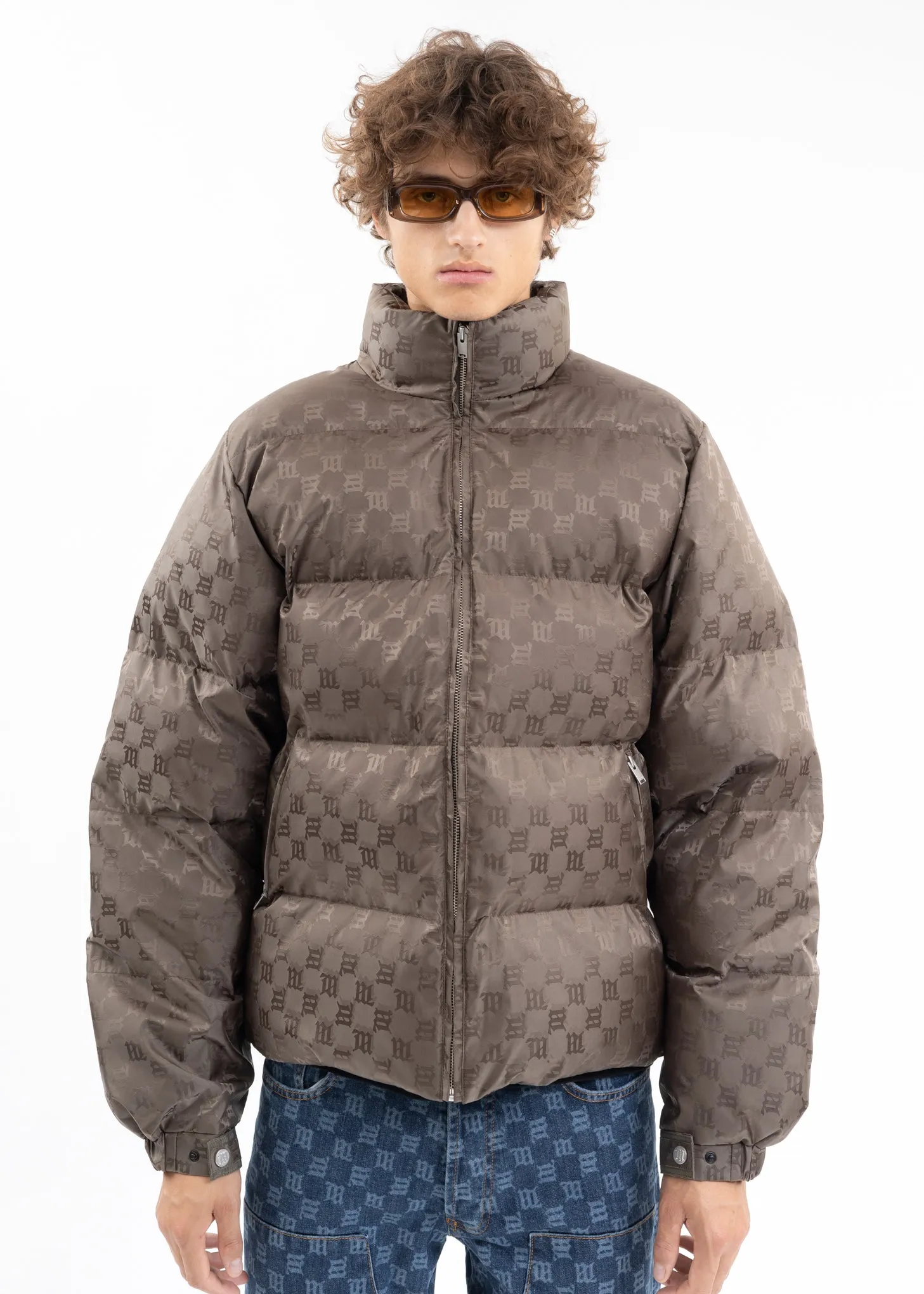 OLIVE MONOGRAM NYLON PUFFER