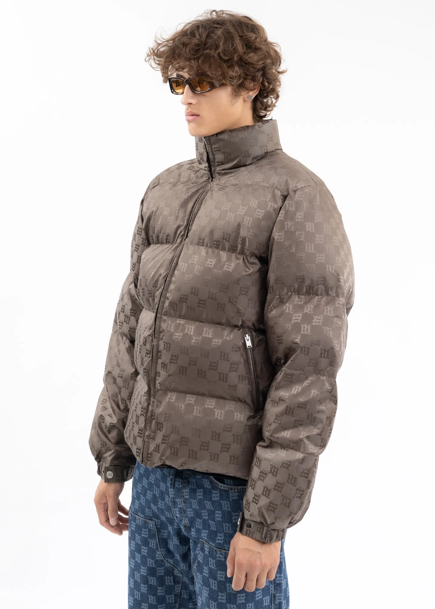OLIVE MONOGRAM NYLON PUFFER