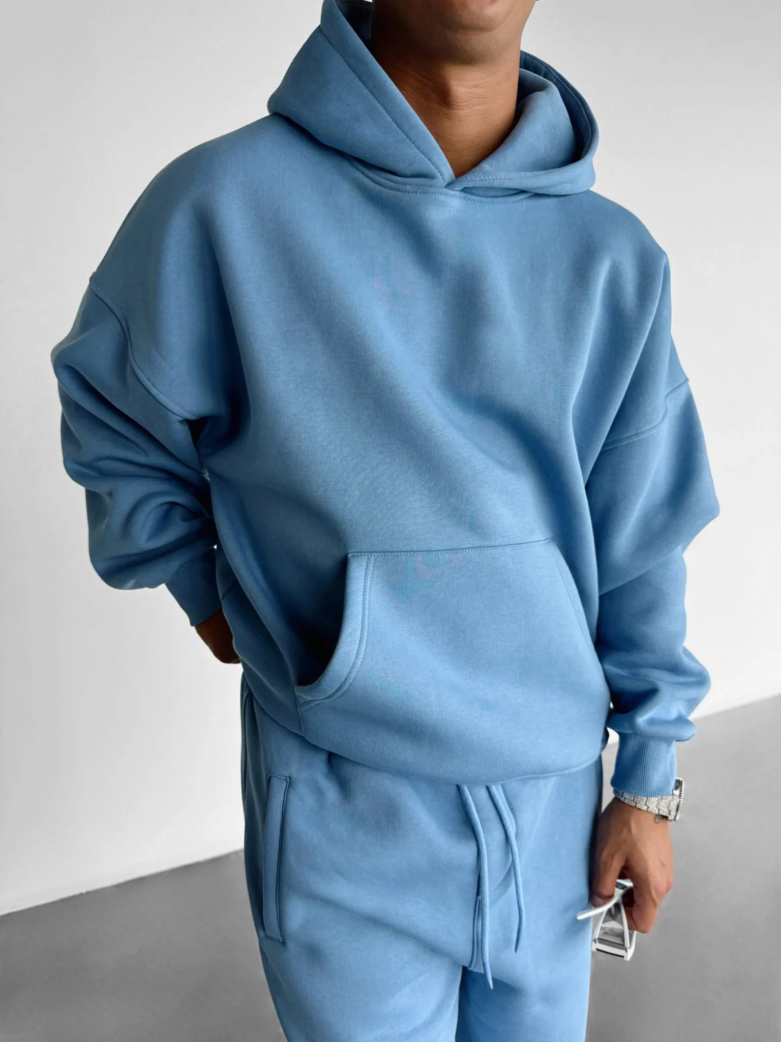 Oversize Basic Hoodie - Blue