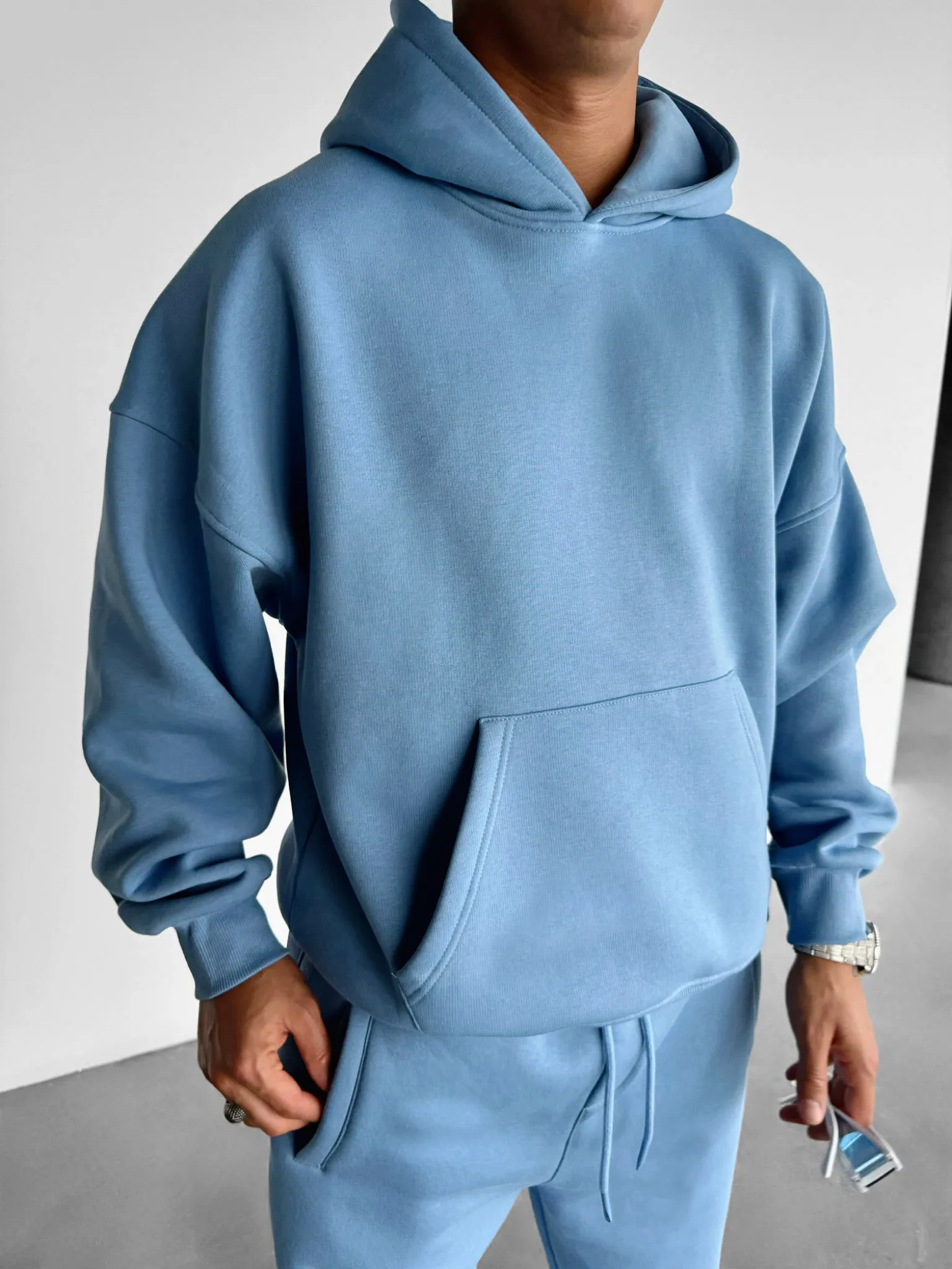 Oversize Basic Hoodie - Blue