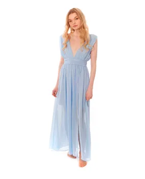 PALE BLUE GRECIAN-STYLE MAXI DRESS