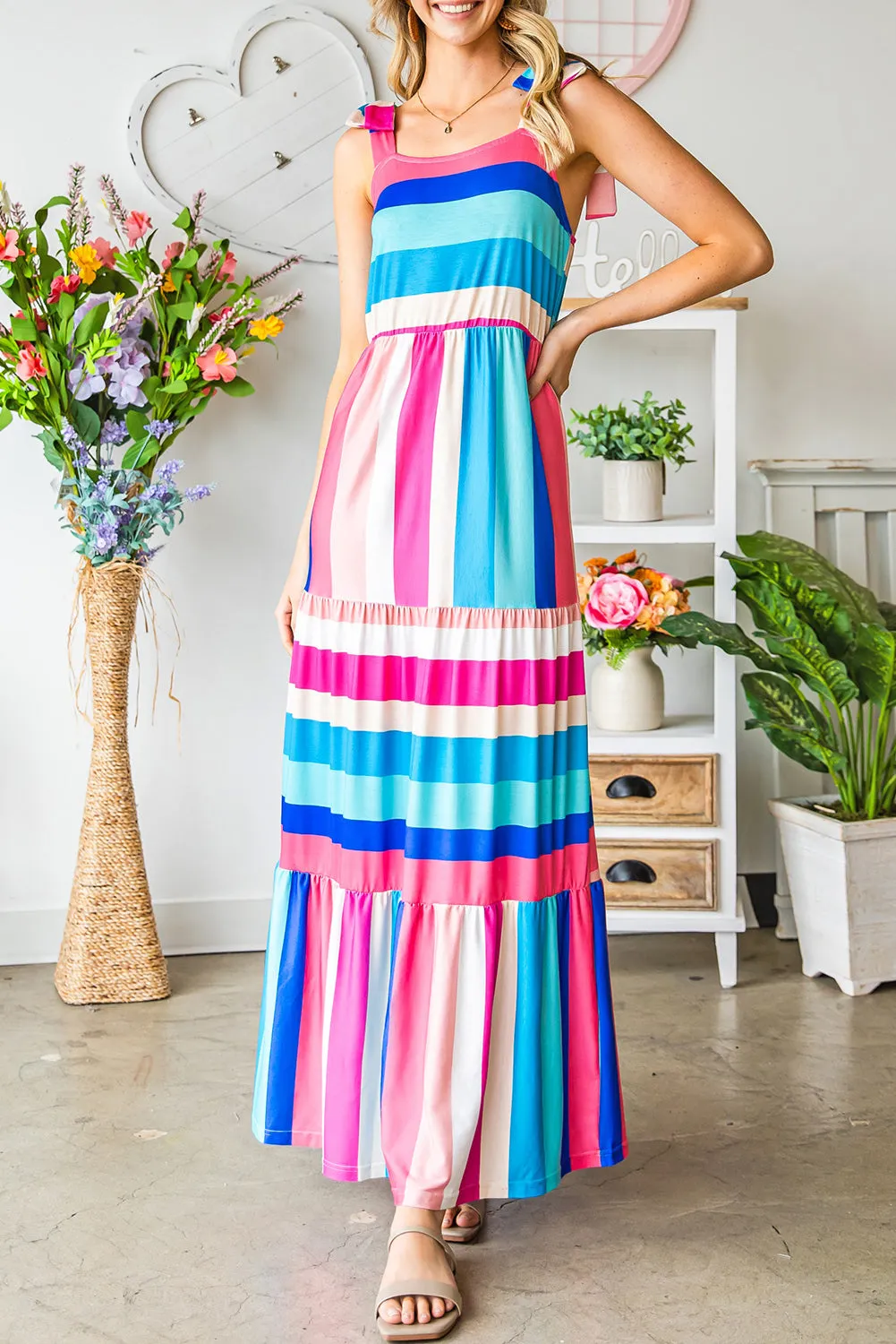 Pep In My Step Striped Maxi Dress