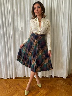 Plaid Checkered Midi Skirt