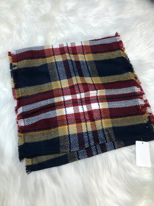 Plaid Infinity Scarf with burgundy