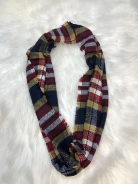 Plaid Infinity Scarf with burgundy