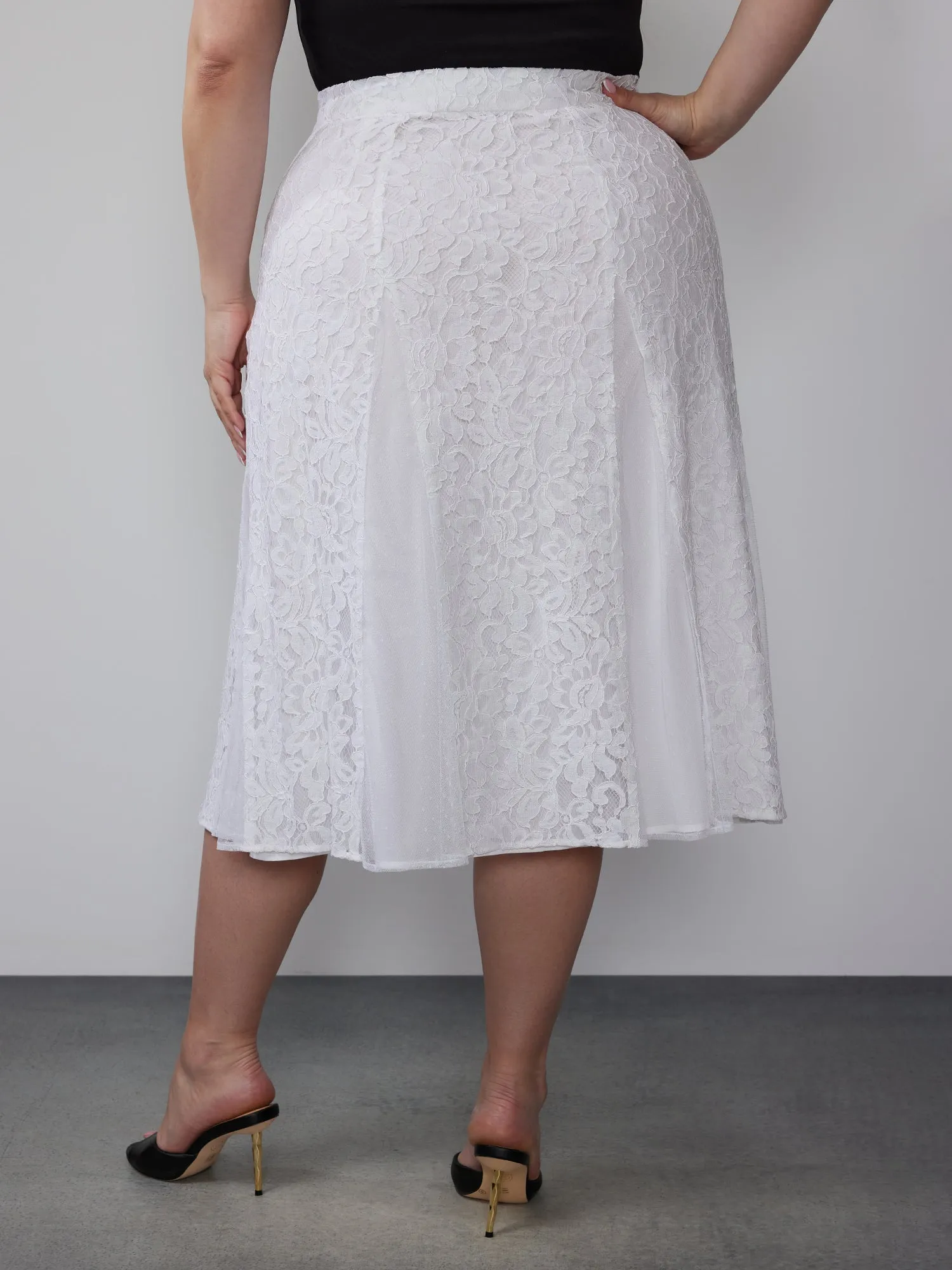 Plus Lace Tulle Midi Skirt