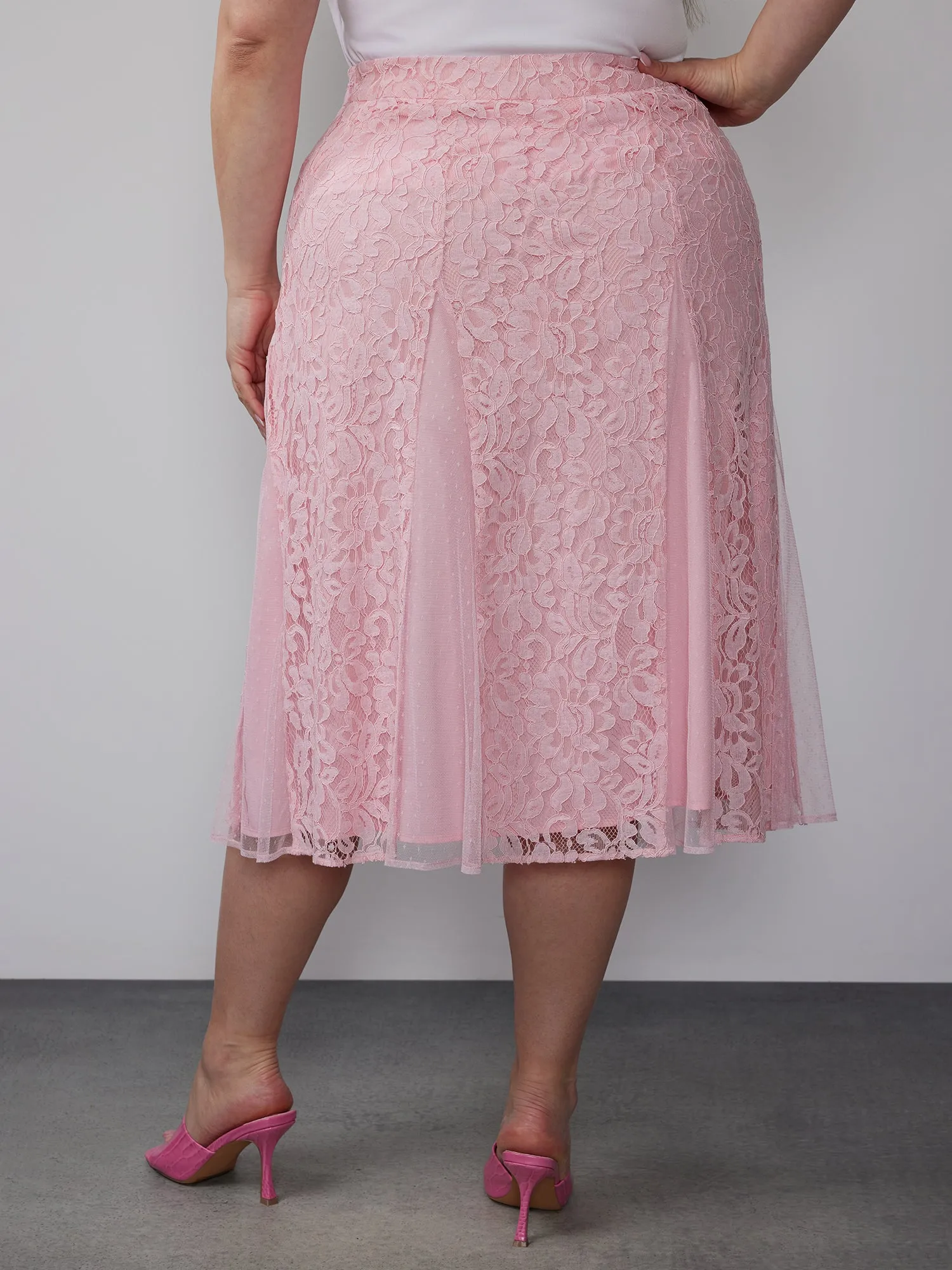 Plus Lace Tulle Midi Skirt