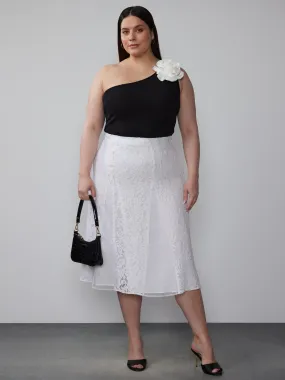Plus Lace Tulle Midi Skirt