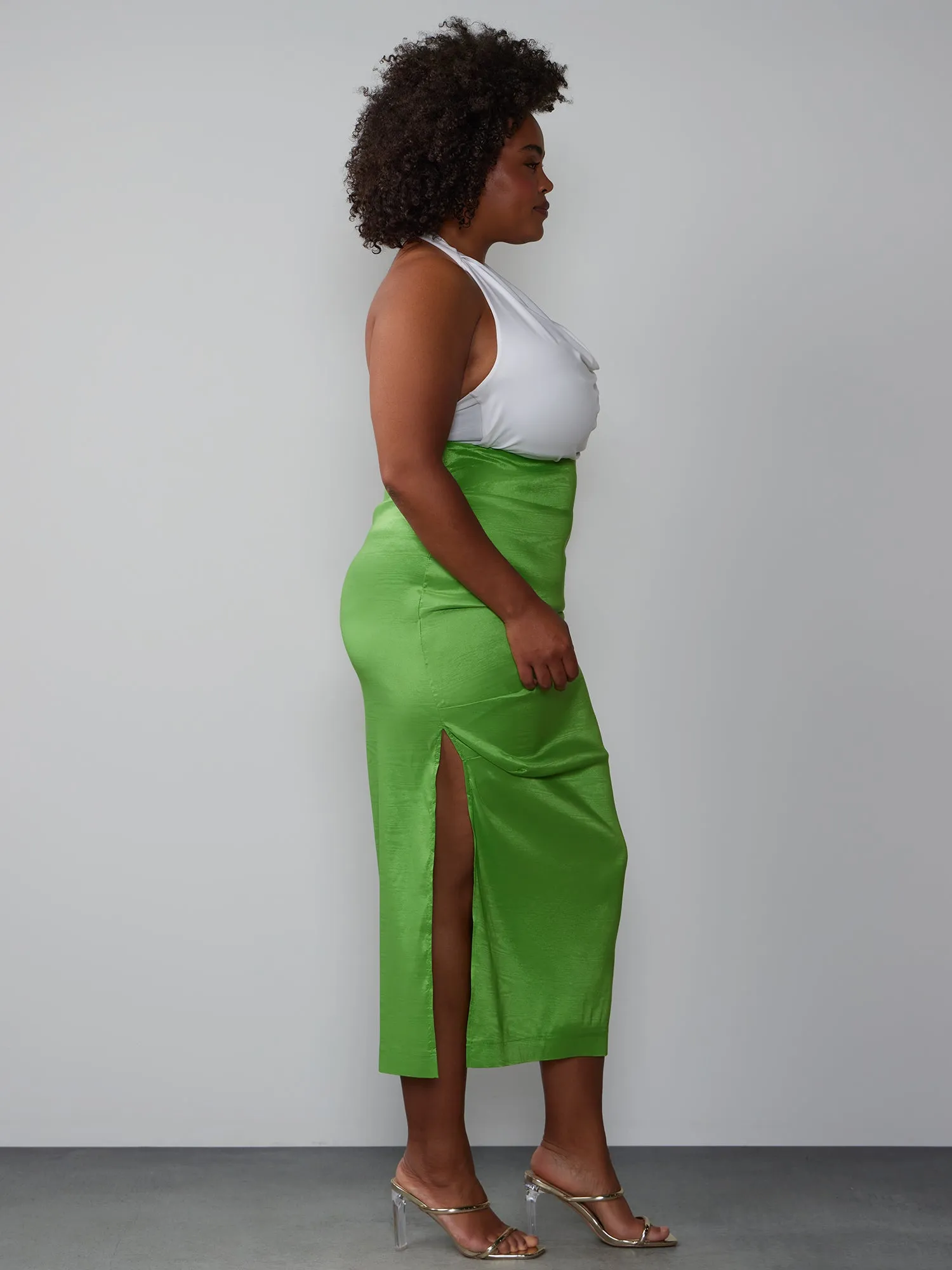 Plus Taffeta Wrap Skirt